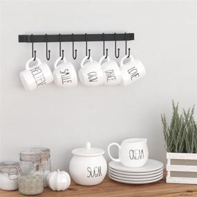 img 2 attached to Black Kitchen Utensil Hanger - Wall Mounted Utensil Rack Holder with Hooks for Spatulas, Measuring Spoons, and Tools - Tibres Utensil Rack - Kitchen Rail Organizer with Kitchen Hooks