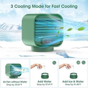 img 1 attached to 🥶 YONHAN Portable Air Conditioner Rechargeable - Mini AC Cooler for Home Office, Car, Camping Tent - Cordless Personal Air Conditioning Device with 3 Speeds (Green)