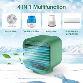 img 2 attached to 🥶 YONHAN Portable Air Conditioner Rechargeable - Mini AC Cooler for Home Office, Car, Camping Tent - Cordless Personal Air Conditioning Device with 3 Speeds (Green)