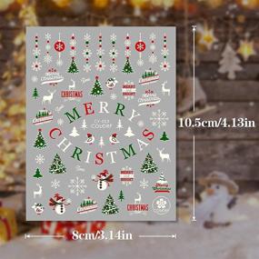 img 2 attached to 🎄 Konsait 860+ шт. Светящиеся наклейки на ногти для Рождества Глитчные и самоклеящиеся декали, Ногти со снежинками и оленем, детское и праздничное дополнение к партреям, новогоднее украшение.