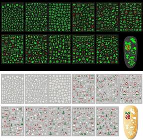 img 3 attached to 🎄 Konsait 860+ шт. Светящиеся наклейки на ногти для Рождества Глитчные и самоклеящиеся декали, Ногти со снежинками и оленем, детское и праздничное дополнение к партреям, новогоднее украшение.