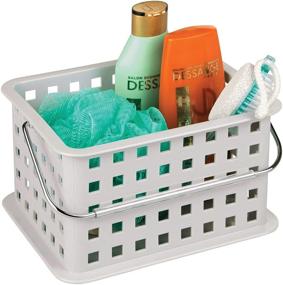 img 4 attached to 🧺 Convenient iDesign Spa BPA-Free Plastic Small Stackable Basket - 9.25" x 7" x 5" with Handle, in Light Gray