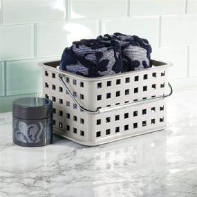 img 3 attached to 🧺 Convenient iDesign Spa BPA-Free Plastic Small Stackable Basket - 9.25" x 7" x 5" with Handle, in Light Gray