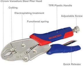 img 2 attached to Набор зажимных пассатижей WORKPRO, 3 штуки, из хром-ванадиевой стали, длиной 10 дюймов и 7 дюймов с изогнутым зубцом, а также длиной 6-1/2 дюйма с прямым зубцом, идеально подходят для использования дома и в мастерской, W001310A.