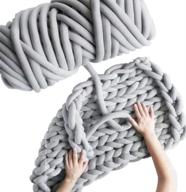 🧶 chunky braided knot throw blanket diy: arm knit yarn - cozy jumbo extra cotton tube bulky giant yarn for weave craft crochet (grey, 2.5 lbs) logo