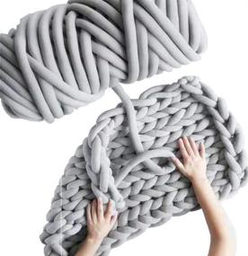 img 4 attached to 🧶 Chunky Braided Knot Throw Blanket DIY: Arm Knit Yarn - Cozy Jumbo Extra Cotton Tube Bulky Giant Yarn for Weave Craft Crochet (Grey, 2.5 lbs)