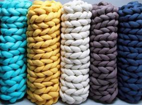 img 3 attached to 🧶 Chunky Braided Knot Throw Blanket DIY: Arm Knit Yarn - Cozy Jumbo Extra Cotton Tube Bulky Giant Yarn for Weave Craft Crochet (Grey, 2.5 lbs)