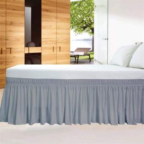 img 2 attached to 🛏️ Light Grey Queen Bed Skirt - 15 Inch Drop Length, Easy Fit Elastic Wrap Around Ruffles, Wrinkle Free Bed-Skirt for All Bed Sizes and Colors