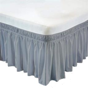 img 4 attached to 🛏️ Light Grey Queen Bed Skirt - 15 Inch Drop Length, Easy Fit Elastic Wrap Around Ruffles, Wrinkle Free Bed-Skirt for All Bed Sizes and Colors