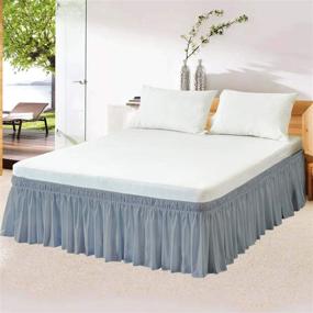 img 3 attached to 🛏️ Light Grey Queen Bed Skirt - 15 Inch Drop Length, Easy Fit Elastic Wrap Around Ruffles, Wrinkle Free Bed-Skirt for All Bed Sizes and Colors