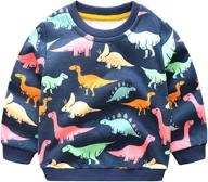 👦 cute cartoon print sweatshirt pullover for little boys in mud kingdom, perfect for casual wear logo