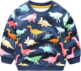 img 4 attached to 👦 Cute Cartoon Print Sweatshirt Pullover for Little Boys in Mud Kingdom, Perfect for Casual Wear