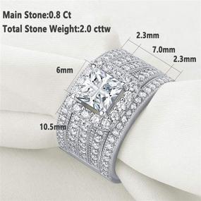 img 3 attached to 💍 Sparkling Wedding Ring Sets: Newshe Princess Sterling Silver CZ Engagement Rings for Women - 2Ct Cross Design in Size 5-10