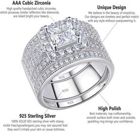 img 1 attached to 💍 Sparkling Wedding Ring Sets: Newshe Princess Sterling Silver CZ Engagement Rings for Women - 2Ct Cross Design in Size 5-10