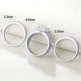 img 2 attached to 💍 Sparkling Wedding Ring Sets: Newshe Princess Sterling Silver CZ Engagement Rings for Women - 2Ct Cross Design in Size 5-10