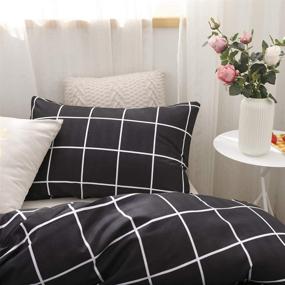 img 1 attached to Bedbay Black Grid Bedding Set: Stylish Geometric Checkered Plaid Design for Queen Size Bed - Includes 1 Duvet Cover and 2 Pillowcases (Black/White)