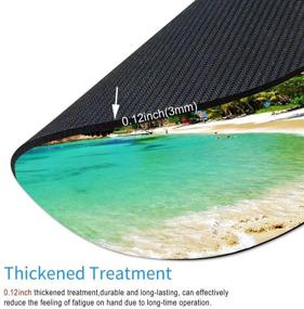 img 3 attached to 🏖️ Waterproof Round Mouse Pad with Beach and Coconut Trees Design - Non-Slip Rubber Gaming Mouse Mat for Office, Home, Laptop, and Travel