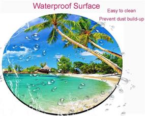 img 2 attached to 🏖️ Waterproof Round Mouse Pad with Beach and Coconut Trees Design - Non-Slip Rubber Gaming Mouse Mat for Office, Home, Laptop, and Travel