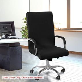 img 3 attached to 🪑 Stretch Office Chair Cover – Washable High Back Computer Chair Slipcovers with Zippers and Bottom Strips for Rotating Boss Chair, Simplism Style (Large, Black) – Chair Not Included