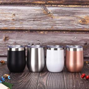 img 3 attached to Stainless Steel Stemless Wine Tumbler Set - 4 Pack 12 Oz Glasses with Lid and Straw - Perfect for Daily Use by Women, Men, and Families