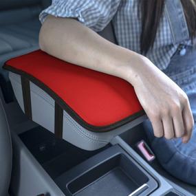 img 3 attached to 🚗 FH Group FH1054 Faux Leather Center Console Armrest Cushion: Red Luxury Seat Box Cover Protector for Cars, Trucks, and SUVs