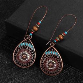 img 3 attached to 💃 Boho Chic: Discover our Stunning Set of 8 Pairs Vintage Drop Dangle Earrings for Women and Girls