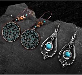 img 1 attached to 💃 Boho Chic: Discover our Stunning Set of 8 Pairs Vintage Drop Dangle Earrings for Women and Girls