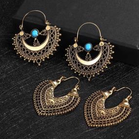 img 2 attached to 💃 Boho Chic: Discover our Stunning Set of 8 Pairs Vintage Drop Dangle Earrings for Women and Girls