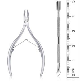 img 3 attached to Cuticle Trimmer Set - Professional Stainless Steel Cuticle Remover with Pusher | Durable Cuticle Nipper Clipper for Manicure and Pedicure | Half Jaw Design | Ideal for Fingernails and Toenails