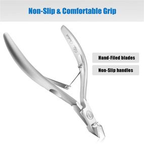 img 1 attached to Cuticle Trimmer Set - Professional Stainless Steel Cuticle Remover with Pusher | Durable Cuticle Nipper Clipper for Manicure and Pedicure | Half Jaw Design | Ideal for Fingernails and Toenails