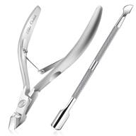 cuticle trimmer set - professional stainless steel cuticle remover with pusher | durable cuticle nipper clipper for manicure and pedicure | half jaw design | ideal for fingernails and toenails logo