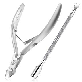 img 4 attached to Cuticle Trimmer Set - Professional Stainless Steel Cuticle Remover with Pusher | Durable Cuticle Nipper Clipper for Manicure and Pedicure | Half Jaw Design | Ideal for Fingernails and Toenails