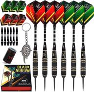 набор стрел для дартса whimlets steel tip darts - исключительно профессиональные стрелы для дартса на дартборде с латунными корпусами, алюминиевыми стержнями, о-кольцами, пеннами + инструментом для дартса и точилкой + подарочным кофром - набор металлических стрел для дартса. логотип