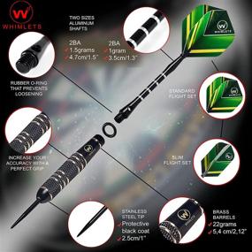 img 3 attached to Набор стрел для дартса Whimlets Steel Tip Darts - Исключительно профессиональные стрелы для дартса на дартборде с латунными корпусами, алюминиевыми стержнями, о-кольцами, пеннами + инструментом для дартса и точилкой + подарочным кофром - набор металлических стрел для дартса.