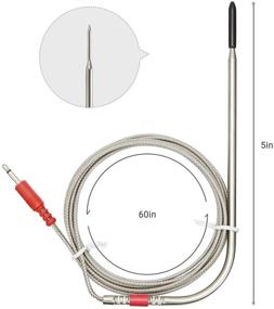 img 2 attached to 🔥 Inkbird BBQ Thermometer 59 Inches Meat Probe Replacement for Bluetooth Meat Grill Thermometer IBT-4XS, IBT-6XS (Red): High-Quality Replacement Probe for Precise Cooking