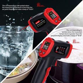 img 1 attached to 🌡️ Accurate Digital Laser Infrared Thermometer Gun with High and Low Temperature Alarm -58℉~1112℉, Color LED Screen, and Ambient Temperature Measurement (Not for Human Use)