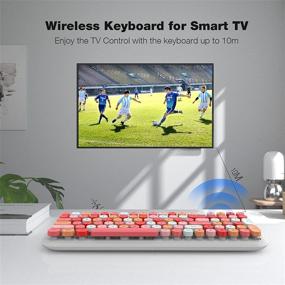 img 2 attached to 🔤 Multi-Device Wireless Bluetooth Keyboard: Mac, iPad, iPhone, PC, Laptop & Android, Connect 3 Devices, Portable Retro Round Keycaps - Lipstick Colors