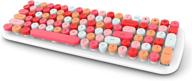 🔤 multi-device wireless bluetooth keyboard: mac, ipad, iphone, pc, laptop & android, connect 3 devices, portable retro round keycaps - lipstick colors логотип