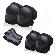 protective gear set for kids/boys/girls/toddlers knee pads elbow pads wrist guards adjustable strap for skateboarding inner skateboard cycling skating bike bmx scooter 6pcs in 1 (black) logo