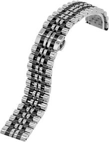 img 3 attached to 🔒 Kai Tian 6 Colorful, Polished Stainless Steel Watch Band with Quick Release, Perfect for Flexible Watch Straps - 7 Rows, 20mm/22mm, Bracelet Deployment Clasp (Black, Silver, Blue, Gold, Rose Gold, Two-Tone IP Black)
