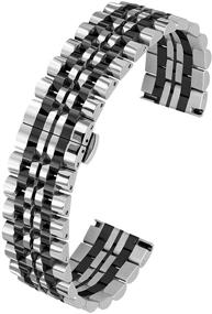 img 4 attached to 🔒 Kai Tian 6 Colorful, Polished Stainless Steel Watch Band with Quick Release, Perfect for Flexible Watch Straps - 7 Rows, 20mm/22mm, Bracelet Deployment Clasp (Black, Silver, Blue, Gold, Rose Gold, Two-Tone IP Black)
