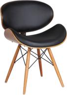 🪑 стулья для обеденного стола armen living cassie: черная искусственная кожа и отделка из орехового дерева логотип