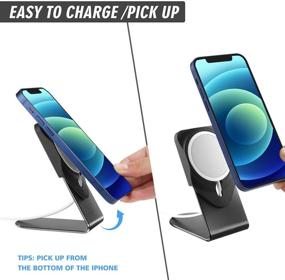 img 2 attached to 📱 Black MagSafe Charger Stand: Cell Phone Dock Cradle Holder for iPhone 12 Series - Ideal for Office Desk
