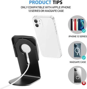 img 1 attached to 📱 Black MagSafe Charger Stand: Cell Phone Dock Cradle Holder for iPhone 12 Series - Ideal for Office Desk
