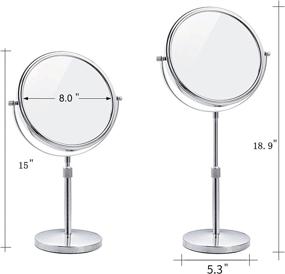 img 2 attached to 💄 Nicesail Tabletop Makeup Mirror 8 Inch Double-Sided with 7X Magnification: Height Adjustable, Freestanding Chrome Mirror for Shaving, Beauty and Grooming Needs