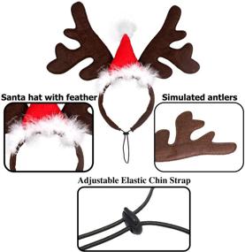 img 2 attached to 🦌 Christmas Costume Headwear for Dogs and Cats - BWOGUE Elk Reindeer Antler Headband with Santa Hat, Pet Accessories