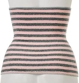 img 3 attached to 🔥 Binchotan Haramaki Body Warmer Belt: Japan Bico Stripes Light Grey Baby Pink - Stay Warm and Stylish!