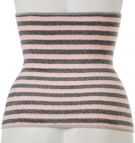 img 2 attached to 🔥 Binchotan Haramaki Body Warmer Belt: Japan Bico Stripes Light Grey Baby Pink - Stay Warm and Stylish!