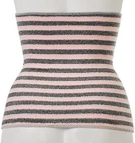 img 1 attached to 🔥 Binchotan Haramaki Body Warmer Belt: Japan Bico Stripes Light Grey Baby Pink - Stay Warm and Stylish!