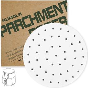 img 4 attached to 🍟 Numola 100 Pcs Air Fryer Liners - 9 Inch Perforated Parchment Paper for Ninja, Cuisinart, COSORI & More | Air Fryer Parchment Paper Compatible with PowerXL, Instant Vortex
